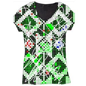 Printed Tee-Shirt Art V-Neck Organic Soft Cotton